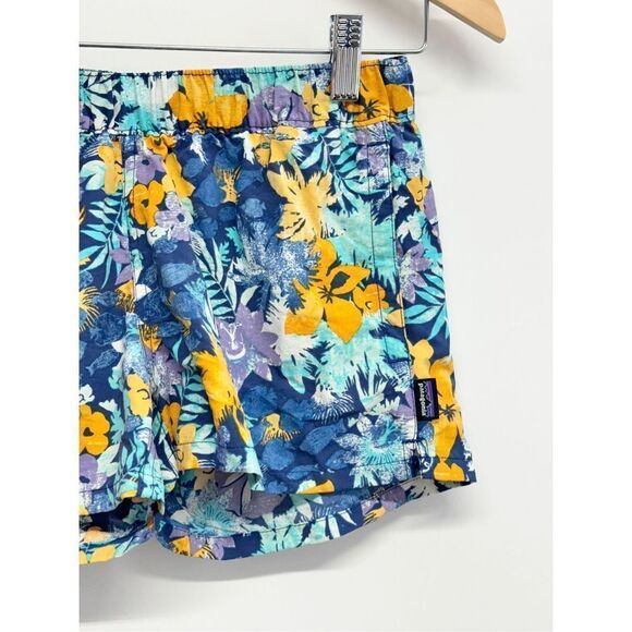 Patagonia Women's Floral Blue and Yellow Shorts - Picture 7 of 10